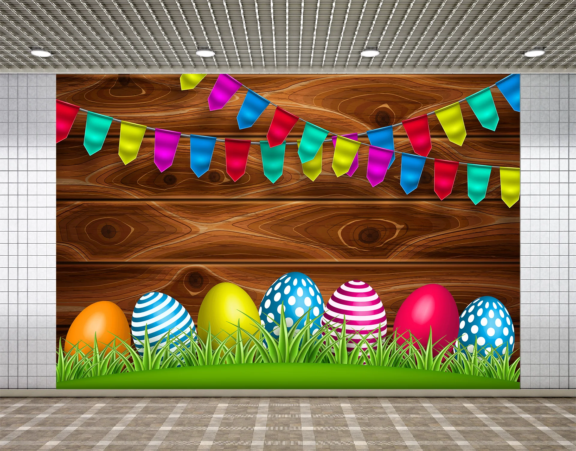 

Фон для фотосъемки с пасхальными красочными яйцами, коричневая деревянная стена, трава, фон для фотосъемки, праздник для будущей мамы, детск...