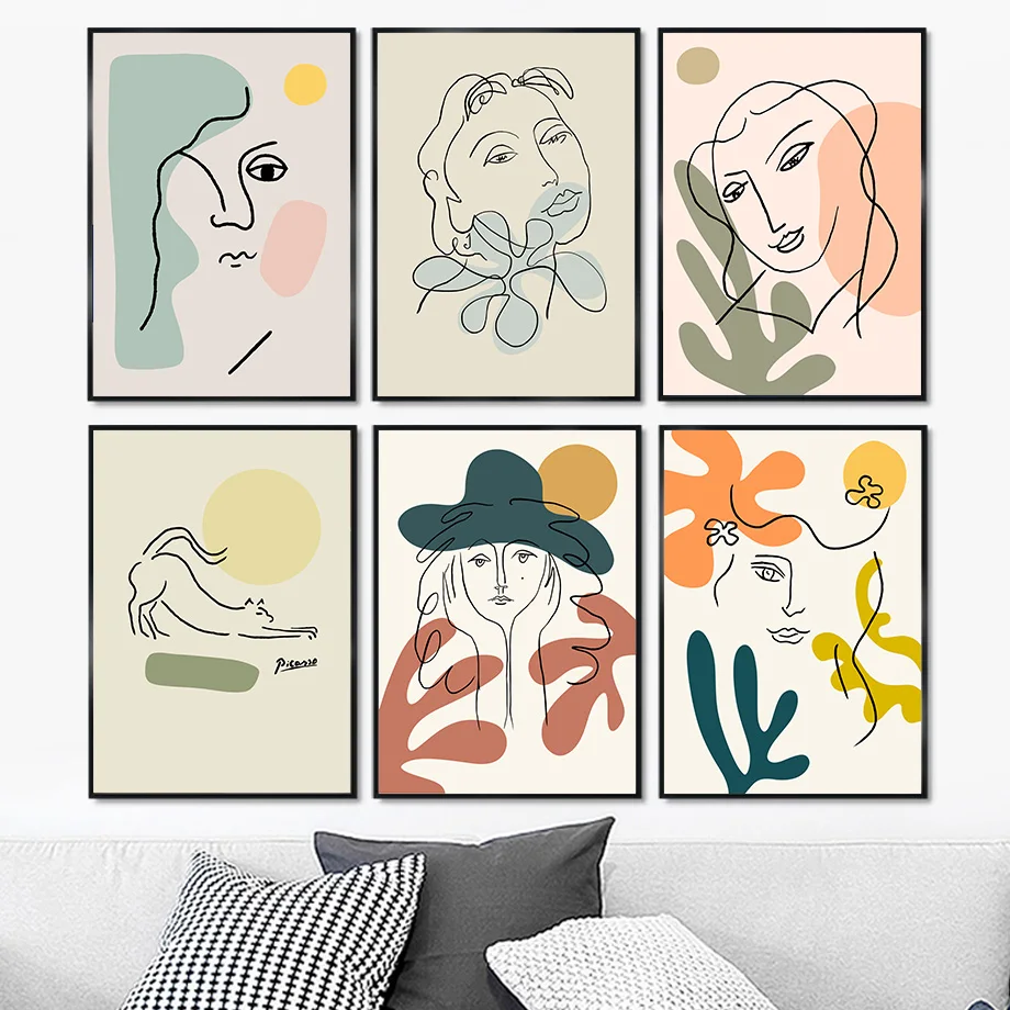 

Girl Line Leaves Abstract Matisse Favorites Art Canvas Painting Nordic Posters And Prints Wall Pictures For Living Room Decor