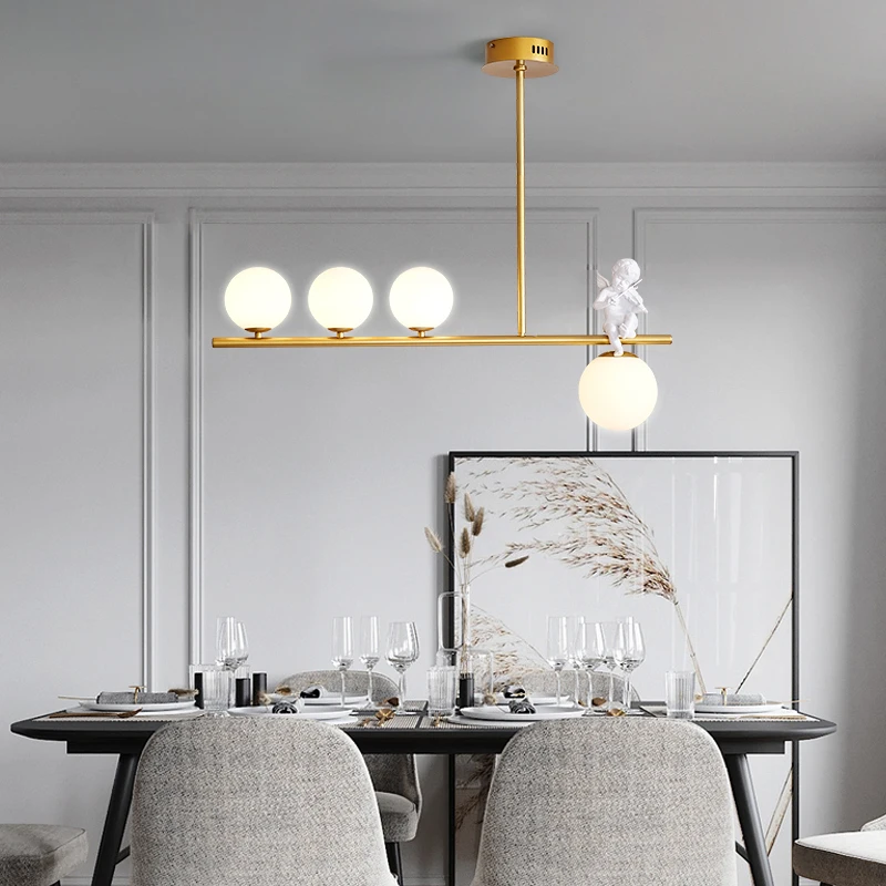 

Nordic led chandelier golden modern restaurant living room kitchen chandelier Cafe designer sculpture boy decorative Chandelier