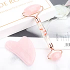 Нефритовый ролик для массажа лица гуаша доска с двойными головками Нефритовый камень лифтинг лица Расслабление тела здоровье красота Шея Тонкий