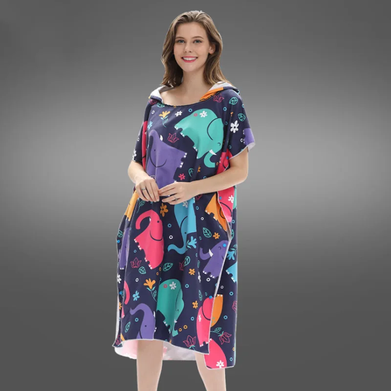 Печатный халат банное полотенце модное для улицы взрослых с капюшоном пляжное