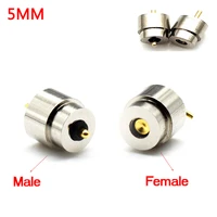 1set 5mm 2 p magnet single spring loaded magnetic cable pogo pin connector charge power male female probe 5 12v solder wire type