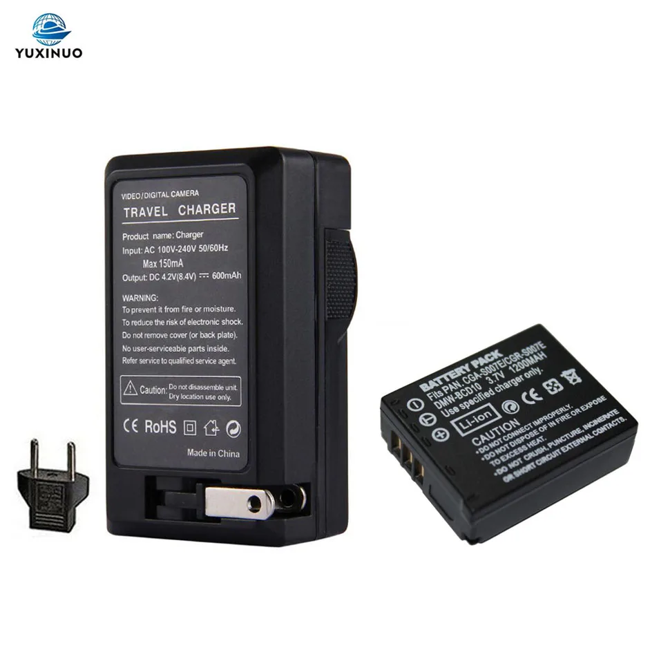 3 7 V 1200 мА/ч CGA-S007E CGR S007 DMW-BCD10 Камера Батарея + AC Зарядное устройство - Цена: 471.25