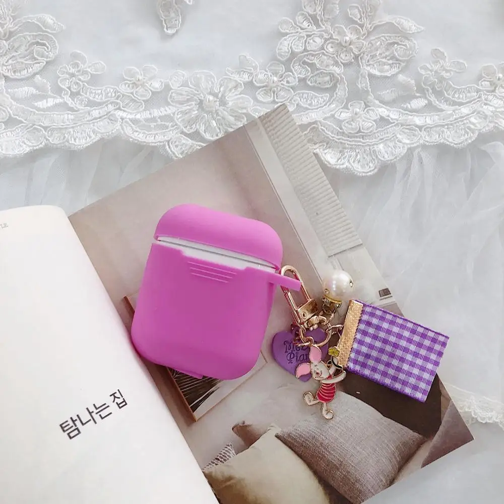 Для AirPods чехол, роскошный подвесной орнамент с кольцом для ключей, Мультяшные аксессуары, силиконовый чехол, беспроводная Крышка для наушников для Airp ods 2 - Цвет: A2