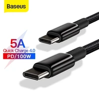 baseus pd 100w type c to type c cable for huawei xiaomi 5a fast charger for macbook ipad applebookpro quick charger data cable