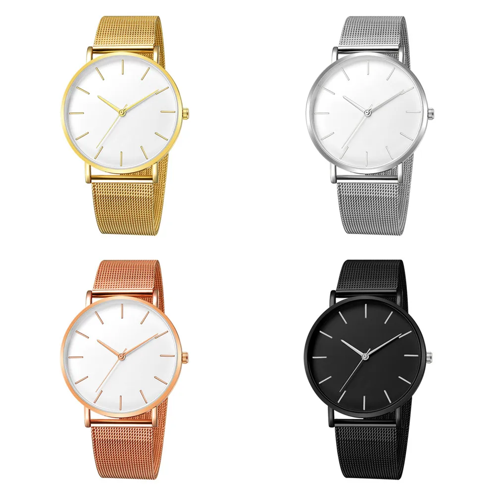 Простой: золото серебро черные часы женское платье модные роскошные сетчатые