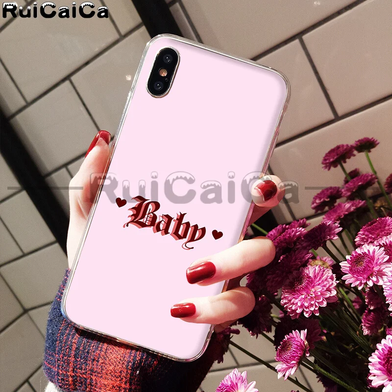 A2 RuiCaiCa Babe babygirl honey line Text art Smart Cover мягкий чехол для телефона Apple iPhone 8 7 6S Plus X XS MAX 5 5S SE XR - Цвет: A2