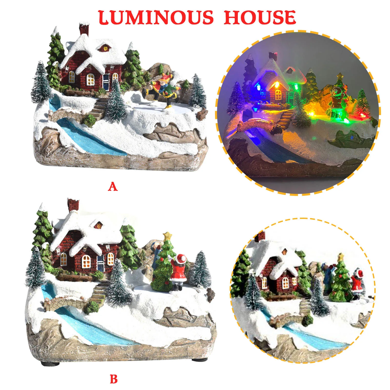 Творческий световой Рисунок домика музыки смолы снег фонарики рождественские