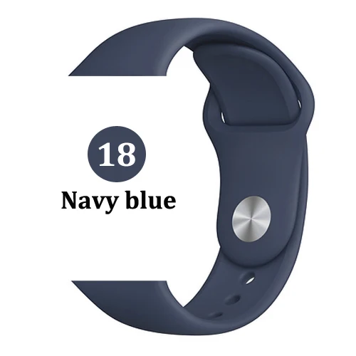 18-Navy blue Ремешок для apple watch band 4 3 correa iwatch band 42 мм/38 мм 44 мм/40 мм 2 спортивный силиконовый браслет pulseira apple watch аксессуары - Цвет ремешка: 18-Navy blue