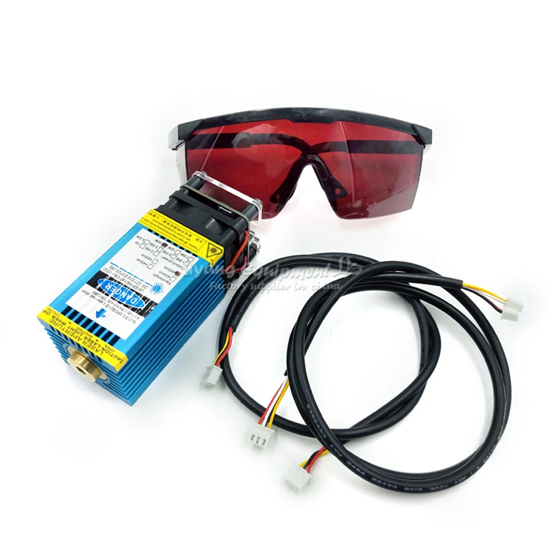 

Diode laser head TTL PMW mix control 405NM 450NM blue purple laser with goggles wires cnc laser head for laser engraving machine