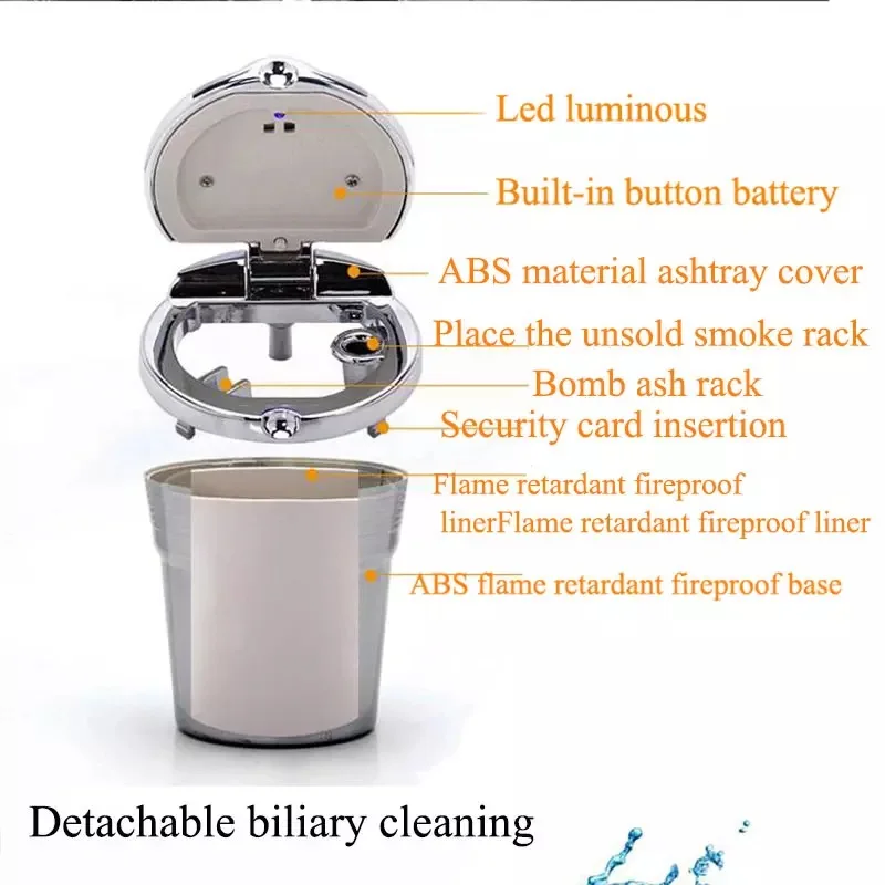 

Car Ashtray With Led Lights With Logo Creative Personality for renault clio 2 3 4 5 mk3 mk4 renault megane 2 3 4 cc Car