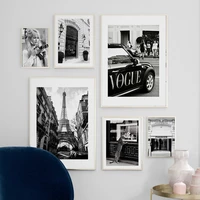 paris towel fashion girl street landscape wall art canvas painting black and white posters photograph picture home decor