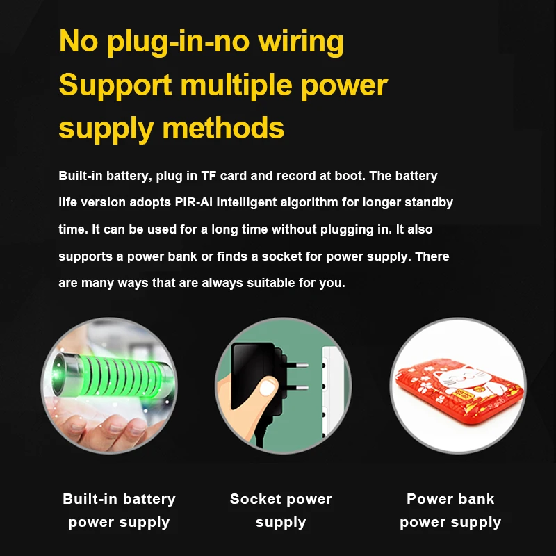 

USB Flexible HD 1080P Wireless Wifi Mini Camera PIR Human Body Induction Wakeup Video Surveillance App Remote Monitoring 2000mah