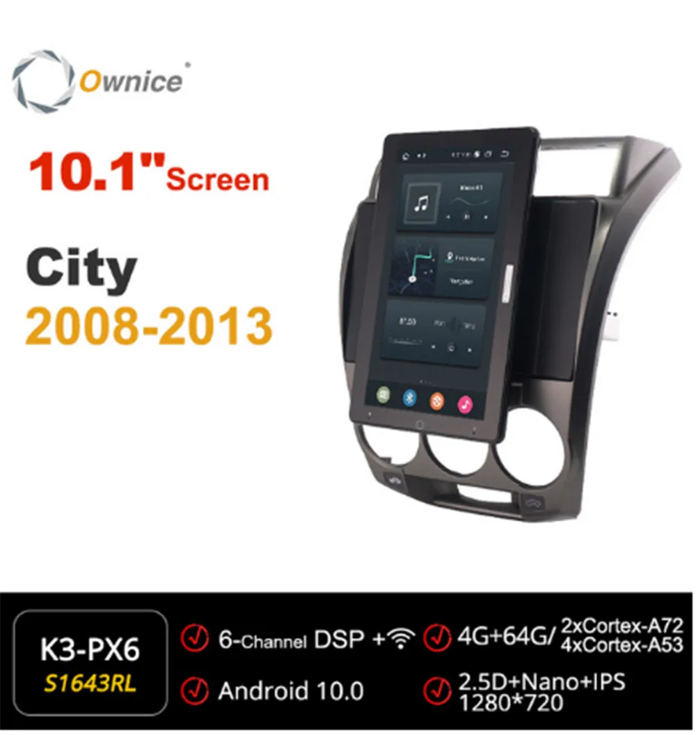 

10.1 Inch 1280*720 Ownice Android 10.0 forHonda City 2008 - 2013 Car Radio Auto Multimedia GPS Player Head Unit Auto Rotatable