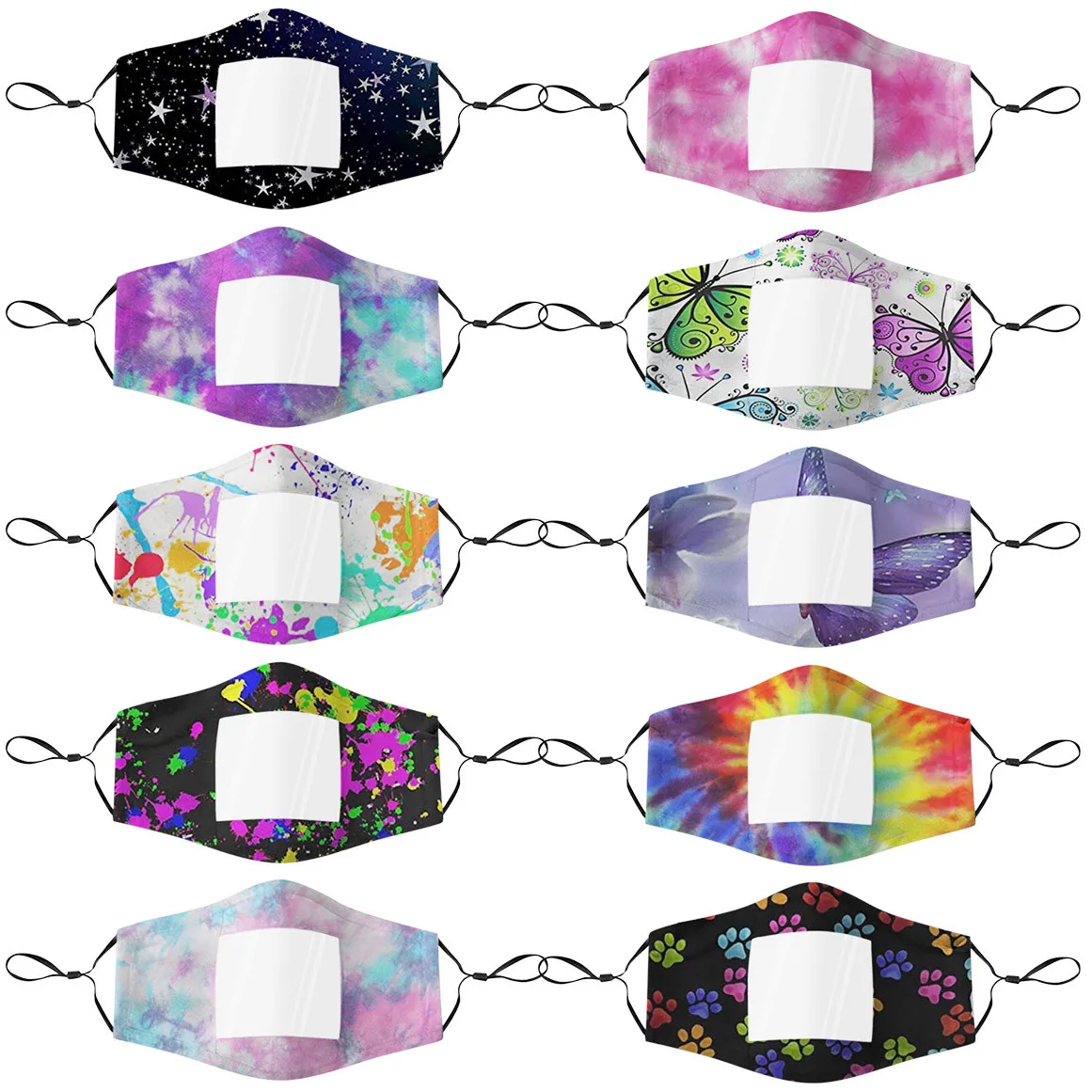 

10pcs Adult Mask Fashion Printed Transparent Visible Pm2.5 Dustproof Mask Reusable And Washable Mask Mondmasker Mascarillas#LR2