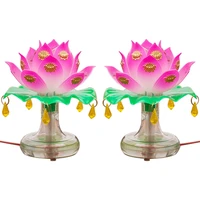 2pcsset buddhistic lotus lamp colorful lotus lamp desktop decoration light for home meditation worship buddhism temple