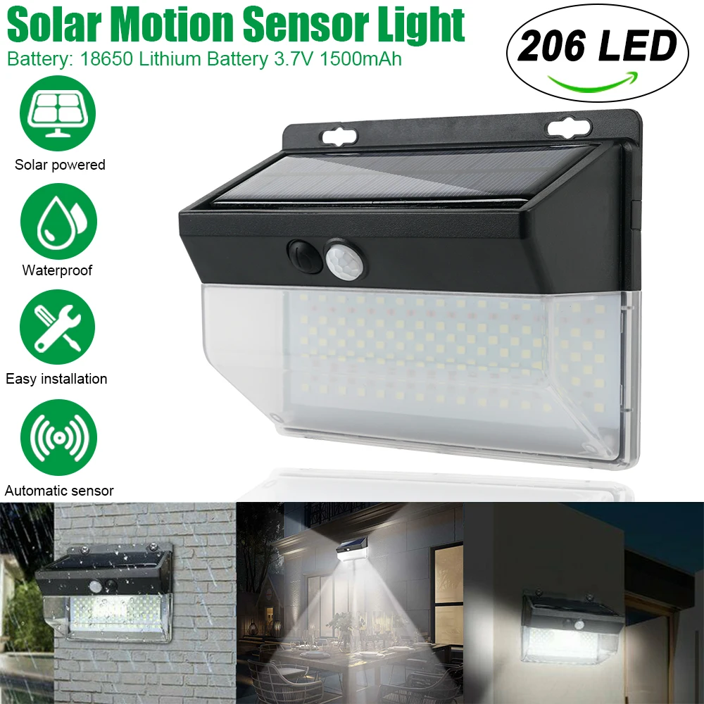 

HYMELA 206 LED Solar Powered PIR Motion Sensor Light Outdoor Garden Security Flood Lamp