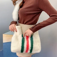 2021 new high end fur handbag 100 mink fur diagonal bag ladies fashion plush one shoulder diagonal bag