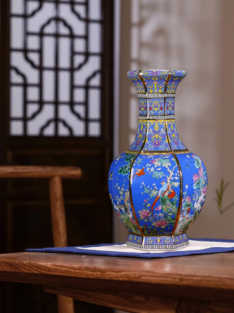

Ceramic Vase Decoration Imitation Qianlong Antique Porcelain Bottle Chinese Classical Living Room Wine Cabinet Decorations