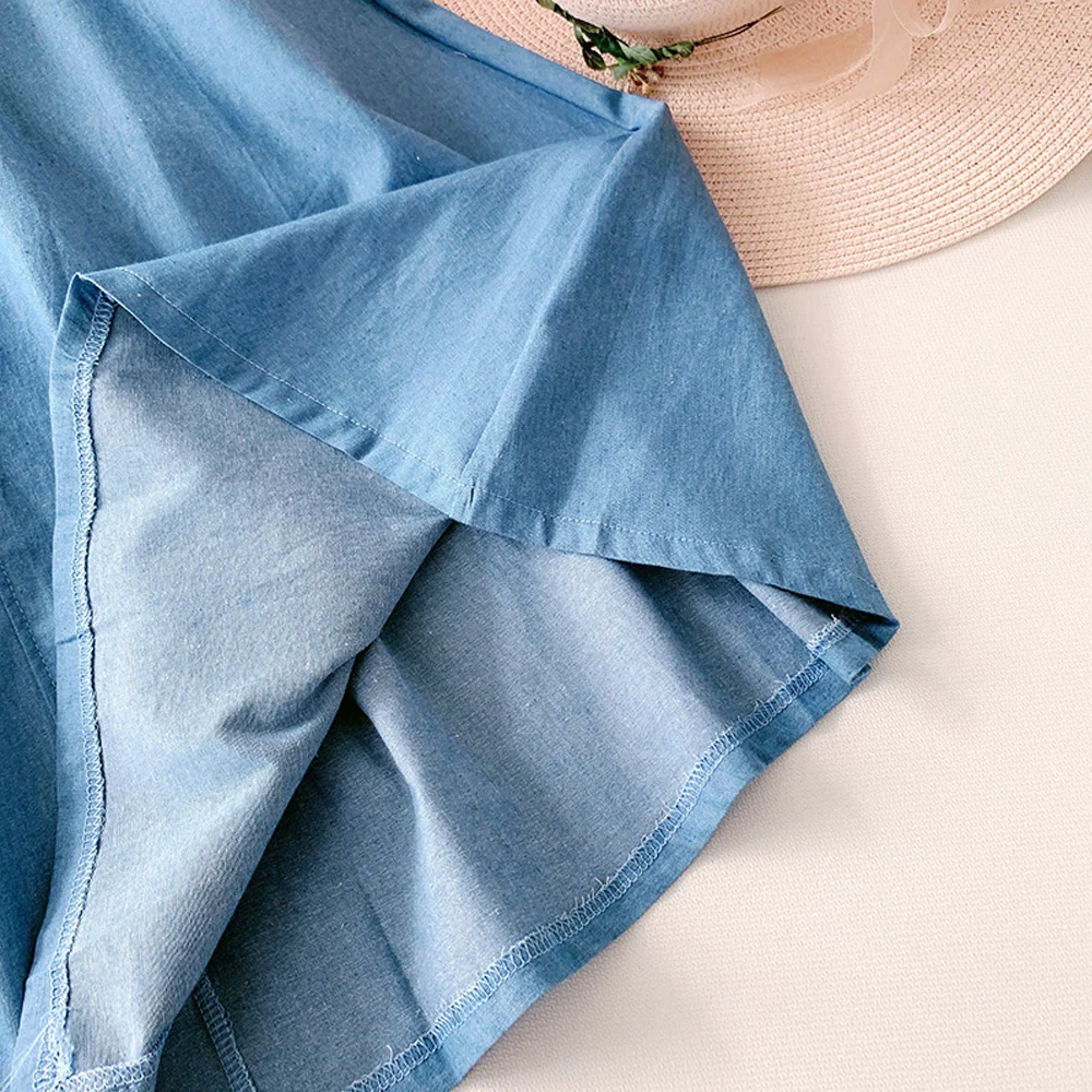 

SISHION Skirts Womens 2021 Summer High Waist Button Zipper Pocket Midi Skirt Fashion Casual New Imitation Denim Skirts SP1392