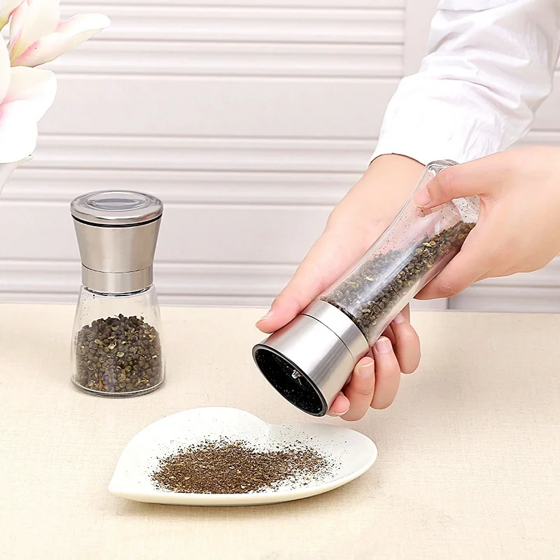 

Premium Manual Salt Grinding Clear Glass Body Pepper Grinder Adjustable Ceramic Grinding Spice Tools