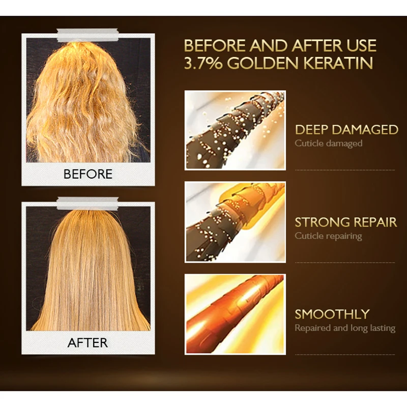 3.7% Золотой Кератиновый шампунь набор для выпрямления волос крем восстановления