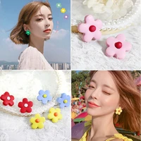 cute girl colorful flower fresh heart childlike fun candy sunflower lovely women fashion fine earring sister student accessories
