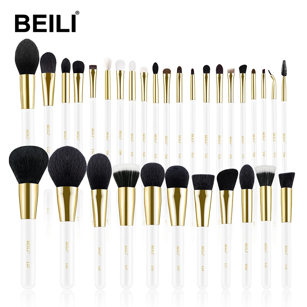 BEILI Люкс Белый набор кисточек для макияжа из натурального козьего волоса пони