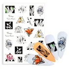 Геометрический дизайн 3D наклейки на ногти цветок листья абстрактное изображение лица Водная передачаклейкие украшения Наклейка слайдер для маникюра