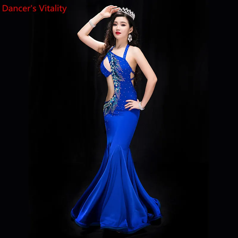 Новое выступление Belly Dance Элегантное платье с бриллиантами Девушка Платья Танцы