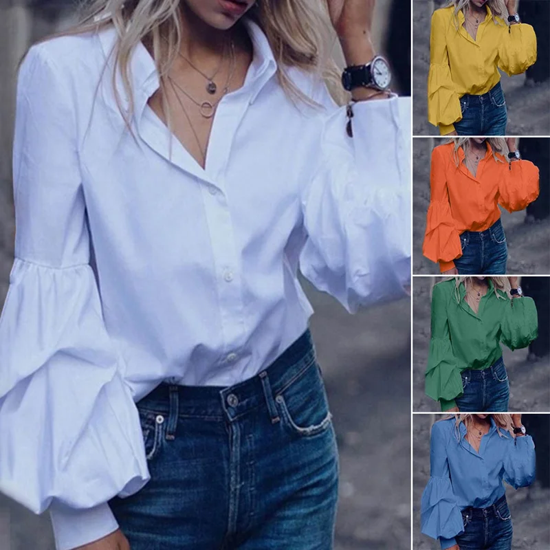 

Puff Sleeve Blouse Women Elegant Shirts Fashion Tops Clothes Autumn Oversized Tops And Blouses Work Blusas Mujer Office Lady
