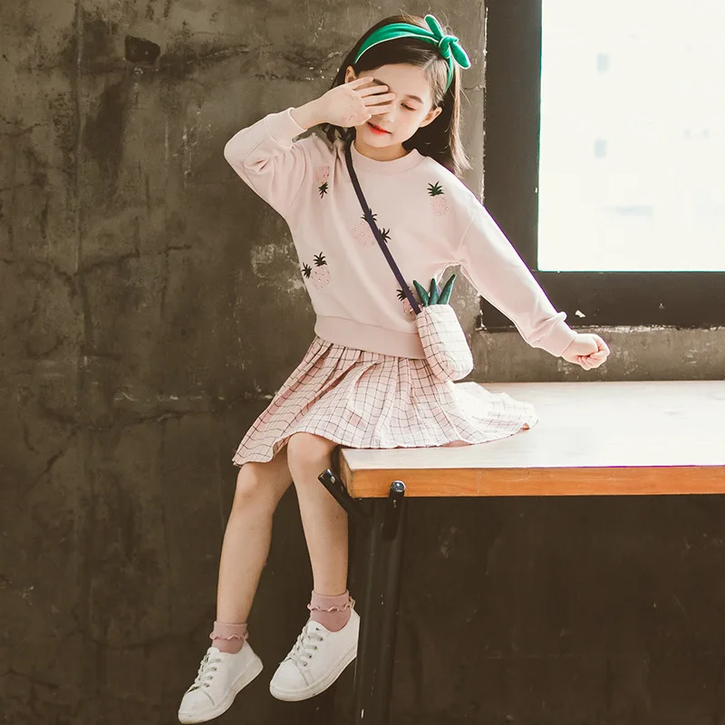 Детский костюм с топом длинным рукавом и юбкой на возраст 6 14 лет|Комплекты одежды