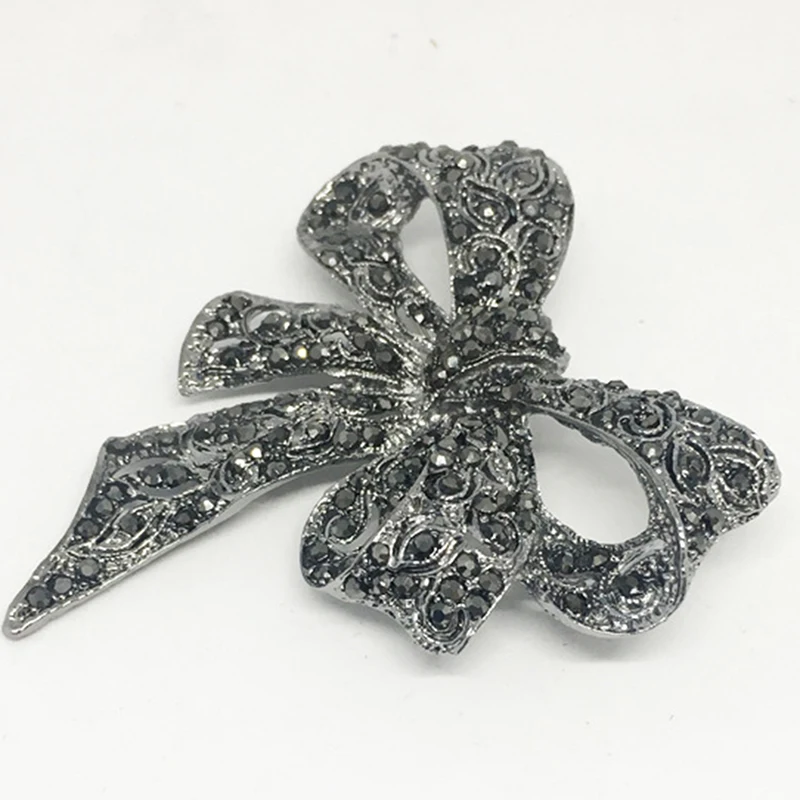 Черный цвет стразы броши бант Для женщин большой брошь зимний стиль высокое