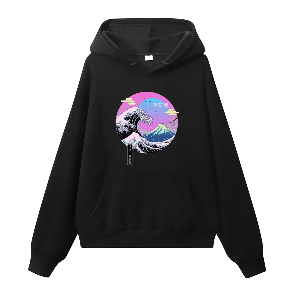 

Mount Fuji Pattern Hoodies Japan Landscape Man Pullover Warm Harajuku Hoody For Men Street Fashion Punk Mens Hooded Sweatshirt