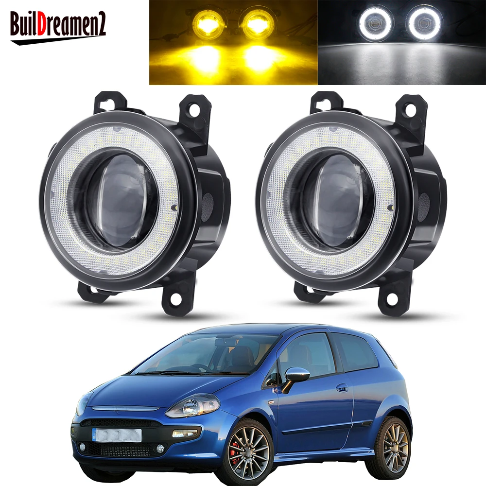 

2 X Angel Eye Fog Light Assembly For Fiat Punto Evo 2009-2012 Car Front Bumper LED Lens Fog Driving Lamp DRL 30W H11 12V