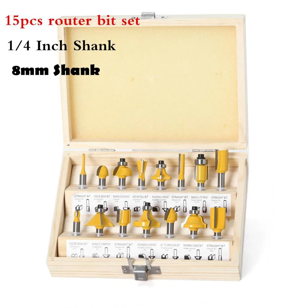 Набор концевых фрез комплект из 15 твердосплавных насадок 1/4 дюйма 8 мм для работ