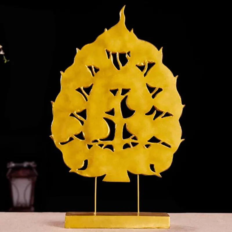 

Southeast Asia Golden Bodhi Leaf Resin Decoration Thai Restaurant Leisure Club SPA Hotel Home Living Room Art Crafts X5475