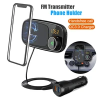 car mp3 player handsfree bluetooth fm transmitter audio adapter dual usb charger qc3 0 quick charging with phone holder
