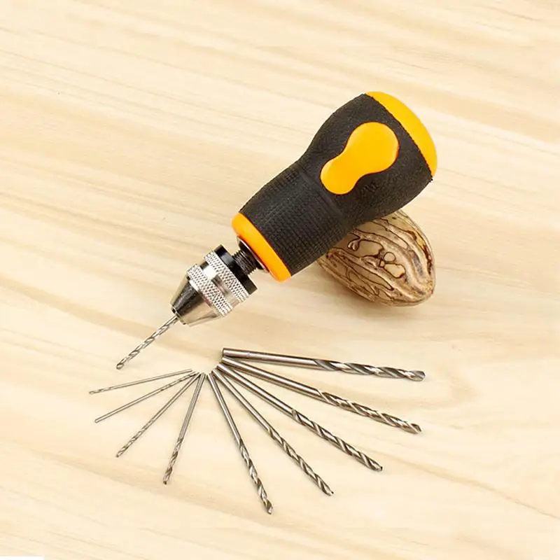 

10PCS Hand Drill Jewelry Craft Hand Manual Drill Chuck Mini Hand Twist Drill Bit