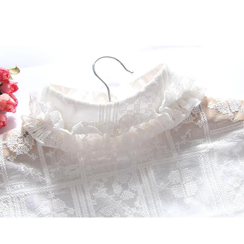 Рубашка с имитацией воротника белая кружевная маленькая блузка отстегивающимся