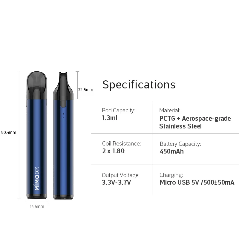 G Taste MIMO Air Pod system Kit питание от аккумулятора 450 мАч с рулоном 1.8ohm электронная