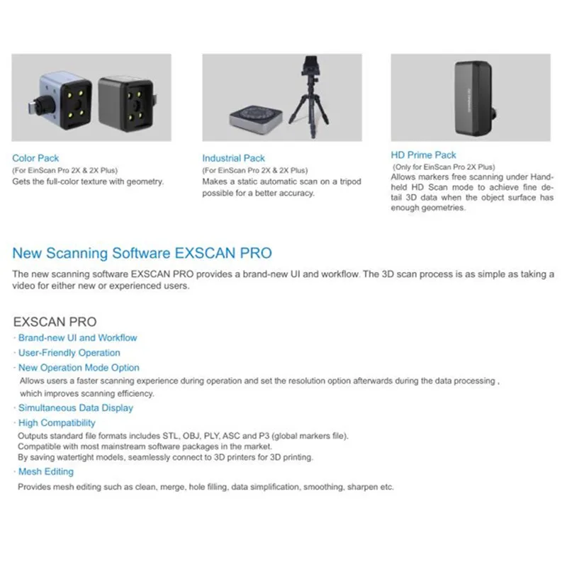 Einscan Pro 2X Многофункциональный ручной 3d сканер с программным обеспечением CAD Solidedge