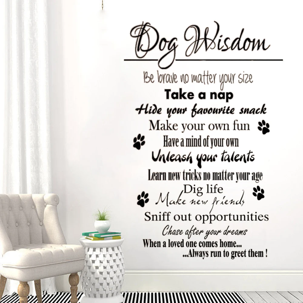 

Stickers Children's Bedroom Words Phrases Decoration Murals Removable Vinyl Art Dog Wisdom Quotes Wall Decals Poster DW21547
