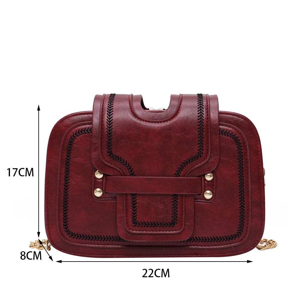 

Vintage Women Soft Pu Leather Crossbody Bags Fashion Chain Shoulder Messenger Bag Lady Design Handbags Casual Tote Bag Female