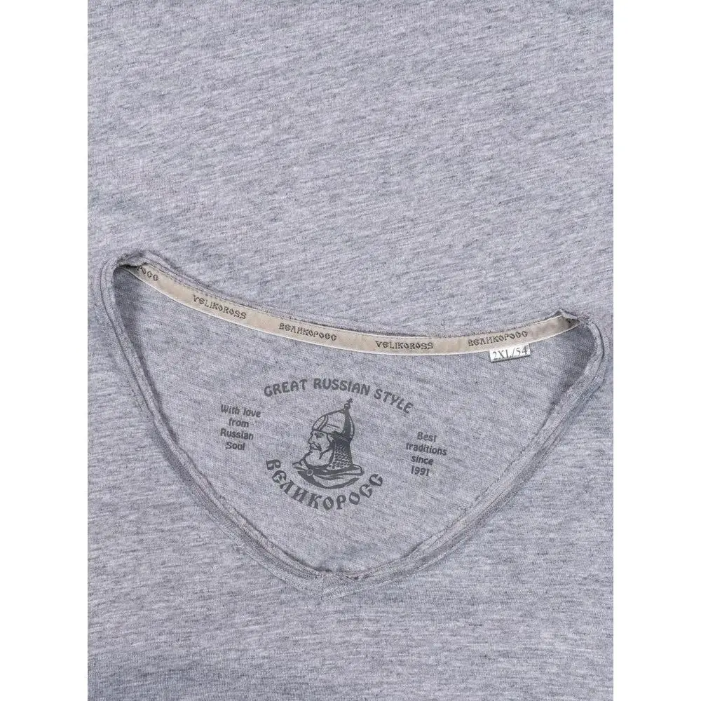 Лонгслив Великоросс однотонный меланж цвета V образный дизайнерский вырез