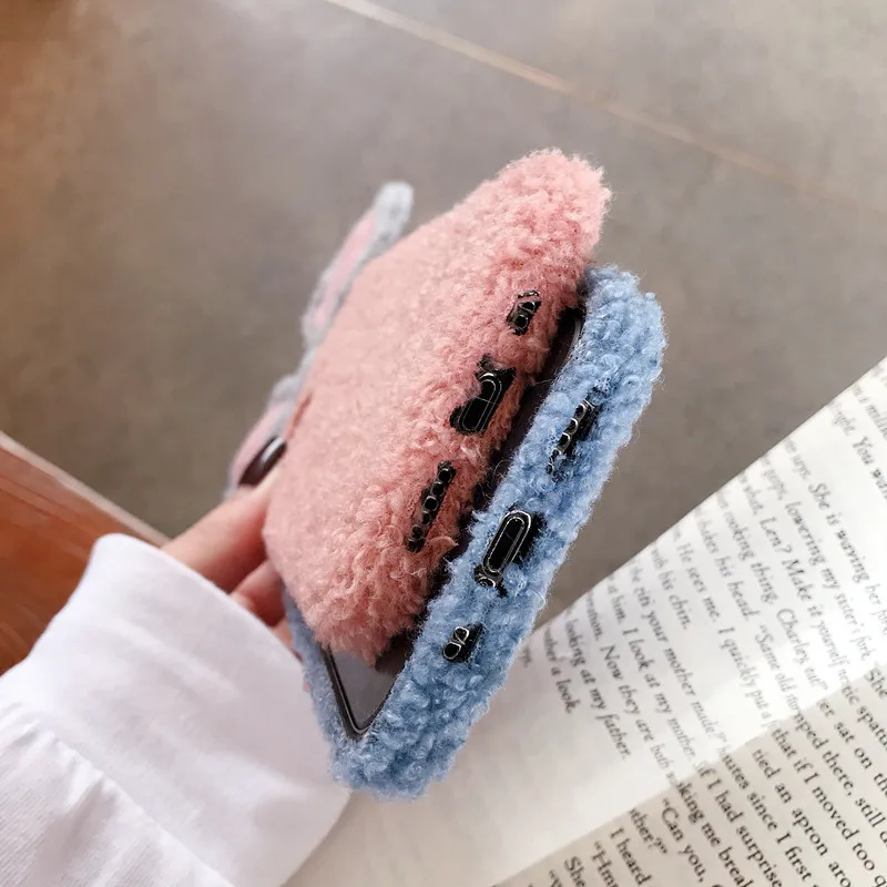 Милый плюшевый чехол для телефона с рисунком iphone 7 8 plus X Xs Max XR 11 pro max Модный зимний