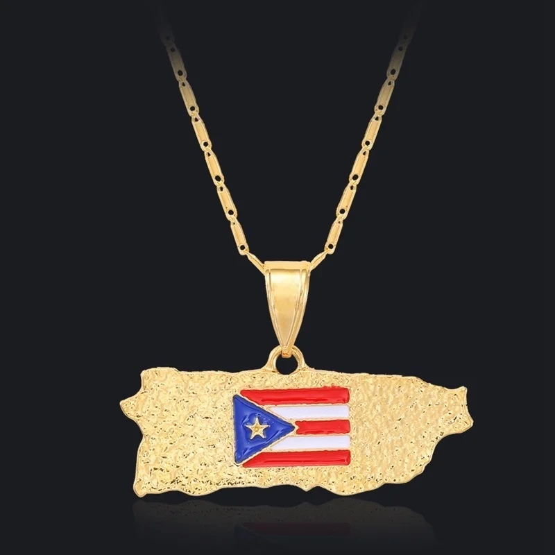 

Puerto Rico Map Men's Pendant Exquisite Fashion Punk Hip Hop Necklace Party Club Men's Jewelry Accessories 2021 Necklace Trend