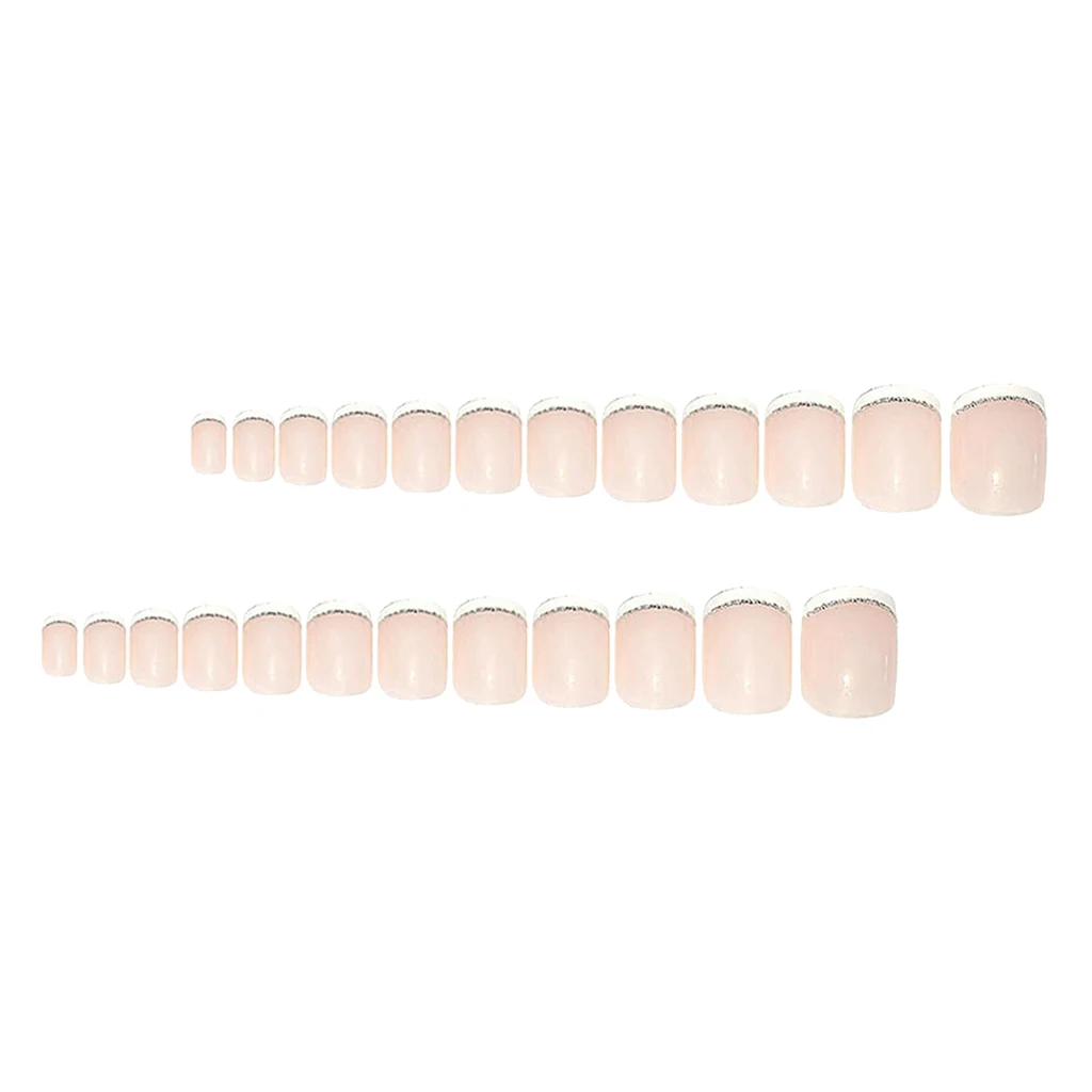 

A Pack of 24pcs Short Light Pink False Nails, Round Shape Full Cover Fake Nails