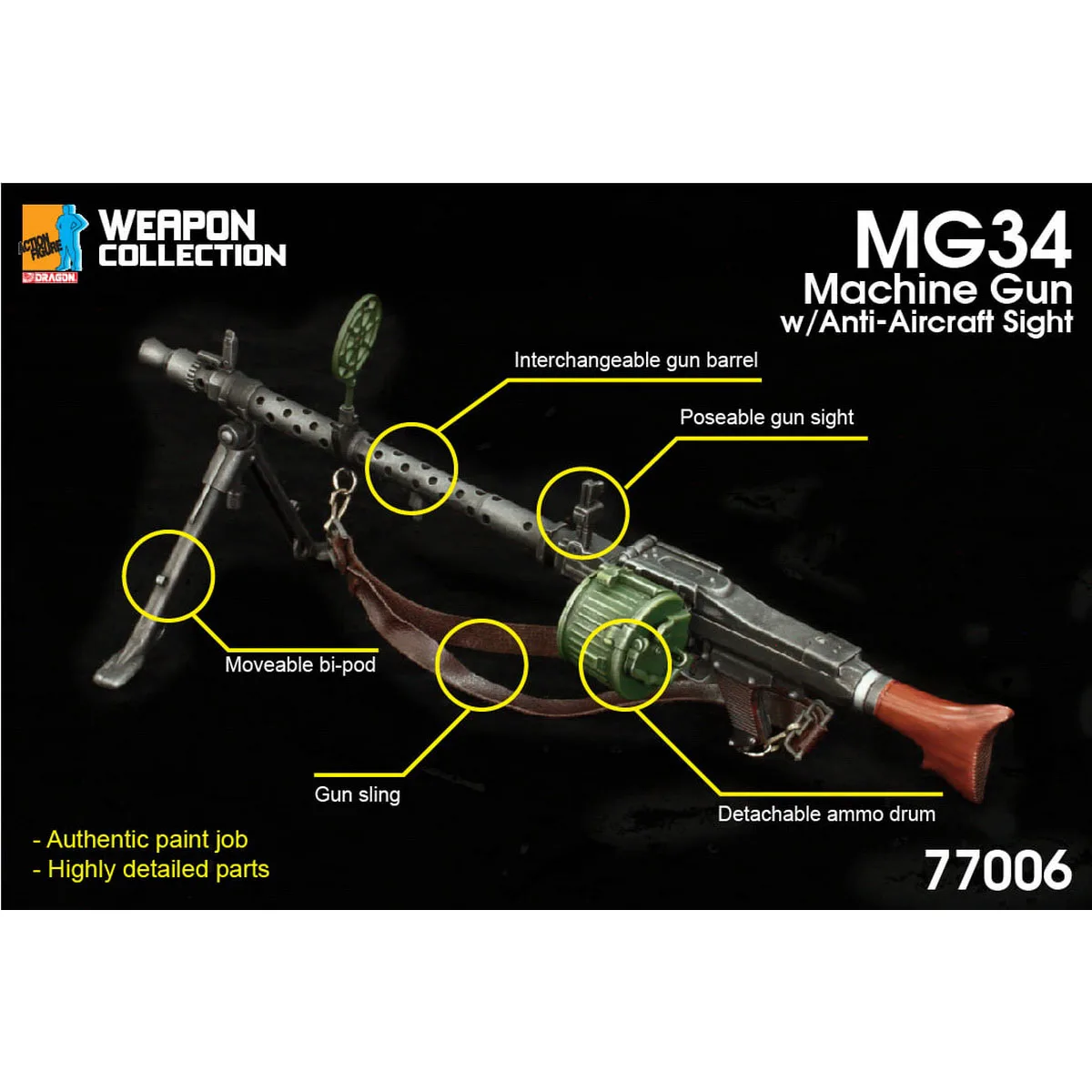 Коллекция оружия в масштабе 1/6 Dragon DML 77005 / 77006 MG34 модель пулемета для экшн-фигурки