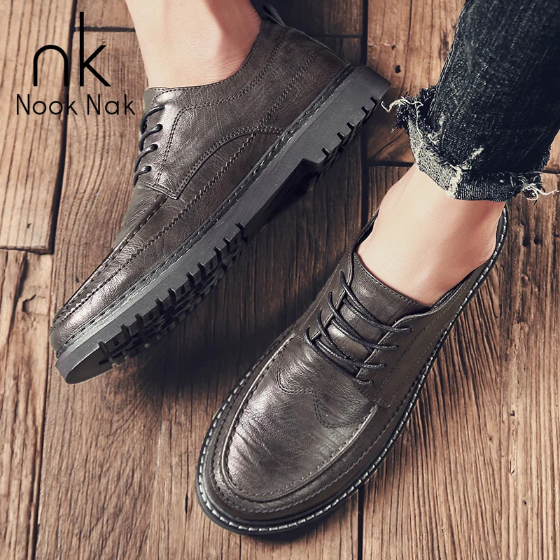 

Nooknak New Handmade Comfortable Leather Casual Shoes,Size 39-44,Lace-up Manual Breathable Men Casual Shoes,Men's leather shoes